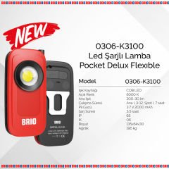 Brio Led Şarjlı Lamba Pocket Delux Flexıble 300 L