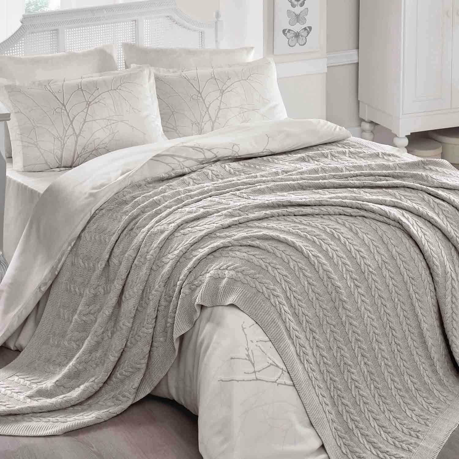 Örgü Battaniye %100 Soft Akrilik Bej