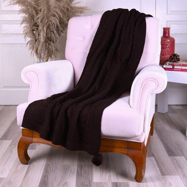 Ta11002 Örgü Koltuk Şalı KAHVE