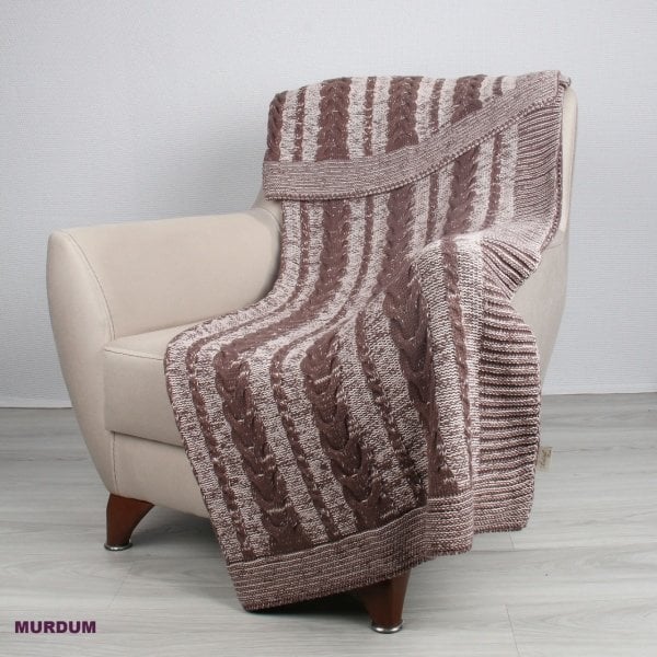 TA14010 Örgü Koltuk Şalı Mürdüm