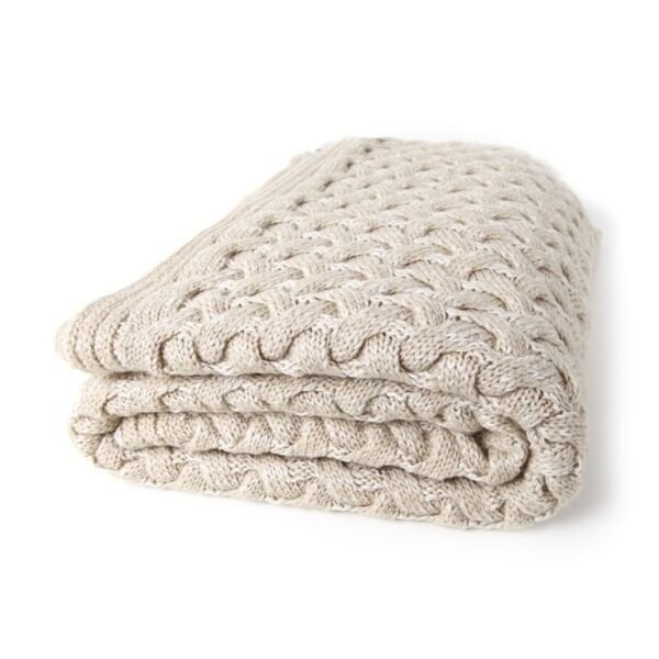 TA14011 Örgü Koltuk Şalı Bej