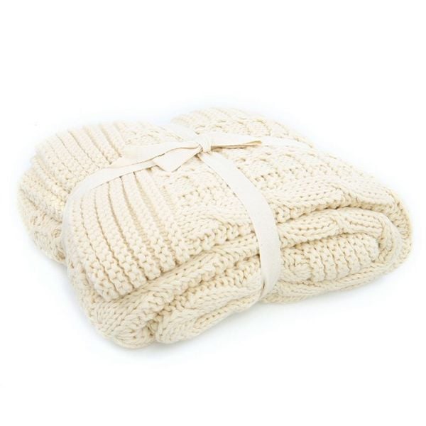 Ta14017 Örgü Koltuk Şalı Naturel