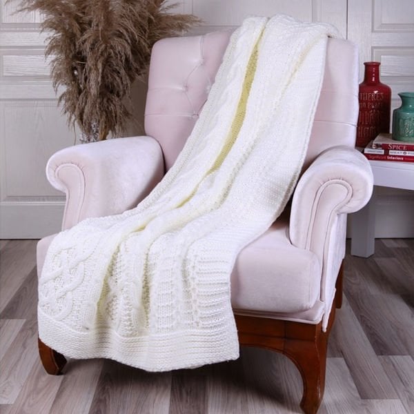 Ta14017 Örgü Koltuk Şalı Ekru