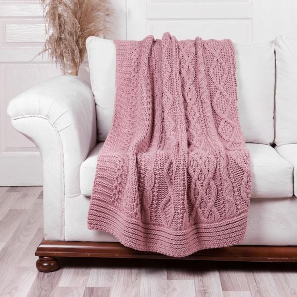 Ta14017 Örgü Koltuk Şalı Pudra