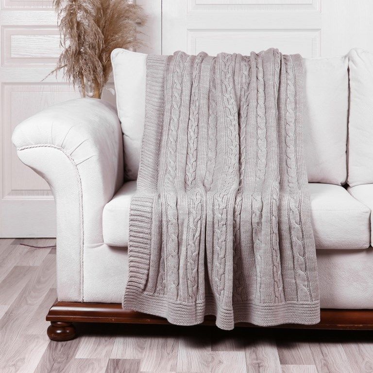 TA15003 Örgü Koltuk Şalı Bej