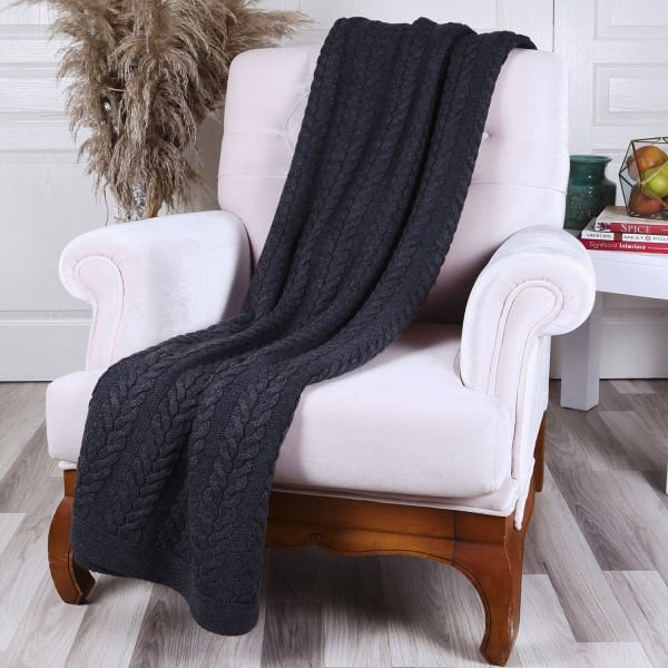 Ta15005 Örgü Koltuk Şalı FÜME