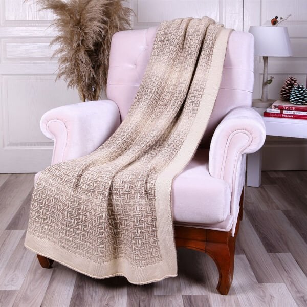 TA15009 Örgü Koltuk Şalı Bej