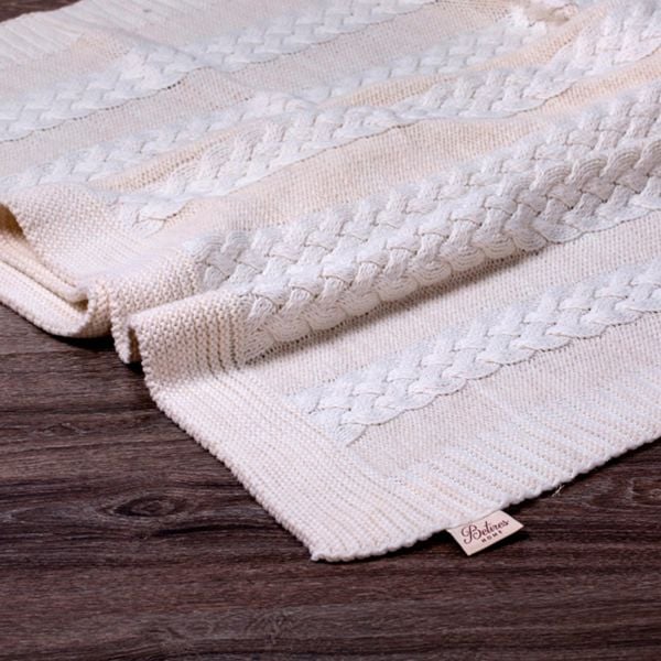 TA16019 Örgü Koltuk Şalı Ekru