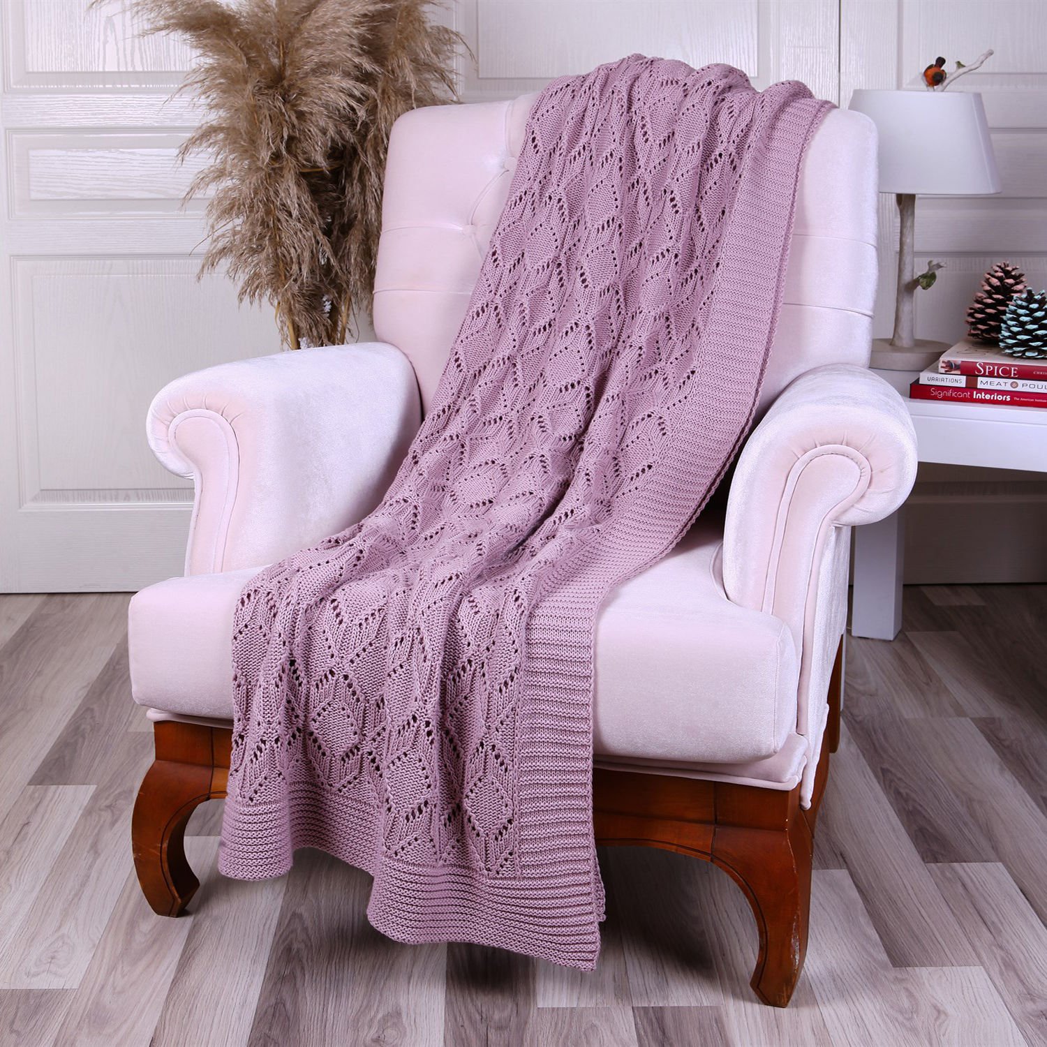 Tp12014 Örgü Koltuk Şalı Pudra