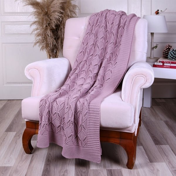 Tp12014 Örgü Koltuk Şalı Pudra