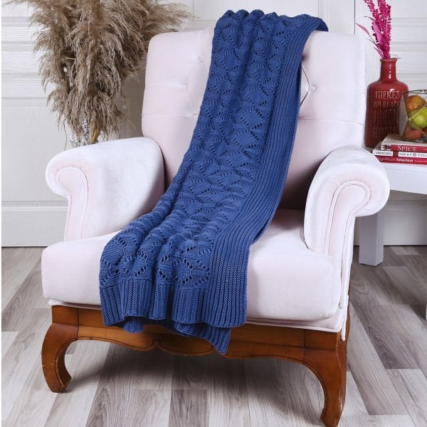 Tp12014 Örgü Koltuk Şalı İndigo