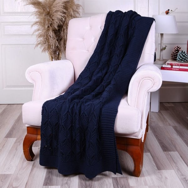 Tp12014 Örgü Koltuk Şalı Lacivert