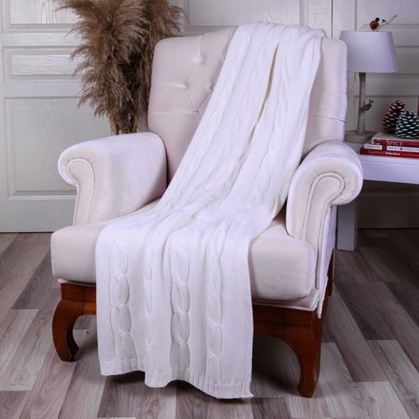 Tp14022 Örgü Koltuk Şalı Ekru