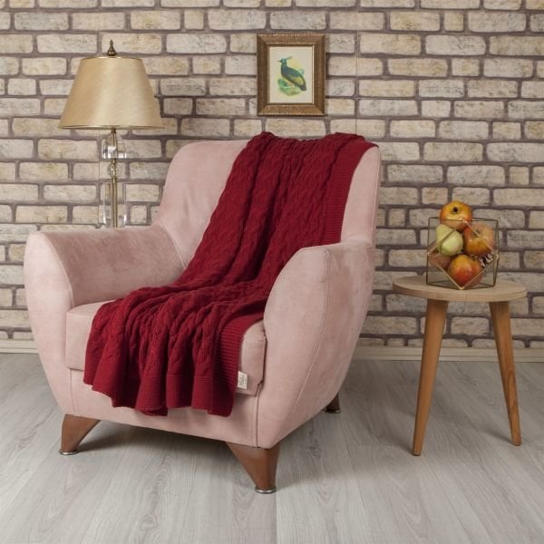 Örgü Koltuk Şalı Şarap