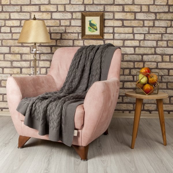 Tp17001 Örgü Koltuk Şalı Antrasit