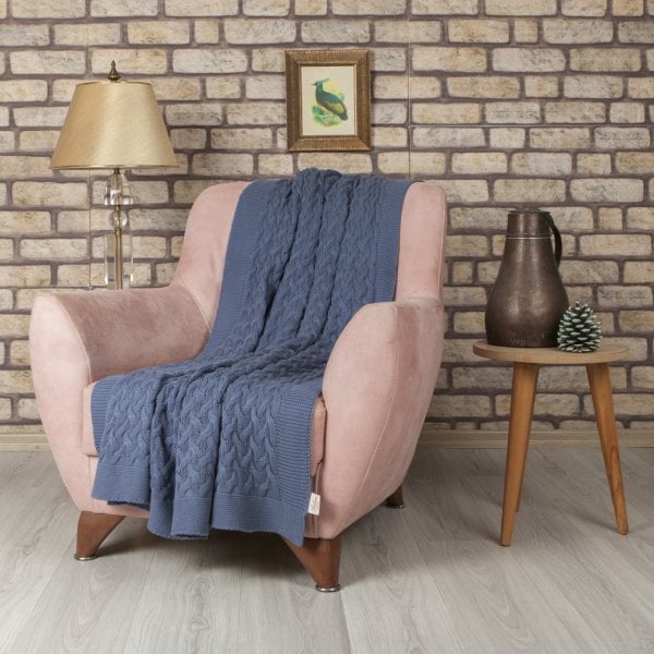 Tp17001 Örgü Koltuk Şalı İndigo