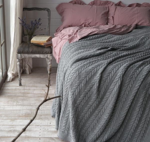 Ca15002 Örgü Battaniye Gri