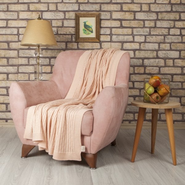 Tp15007 Örgü Koltuk Şalı Pembe