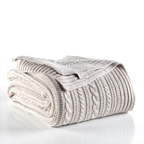 Ca18003 Örgü Battaniye Bej