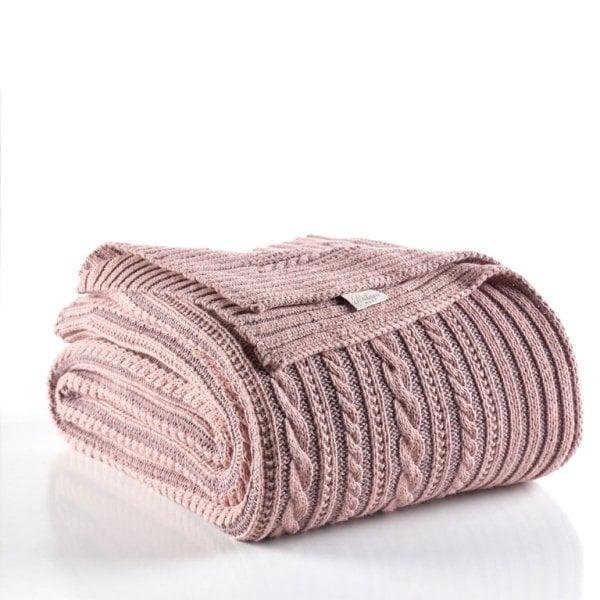 Ca18003 Örgü Battaniye Gül Kurusu