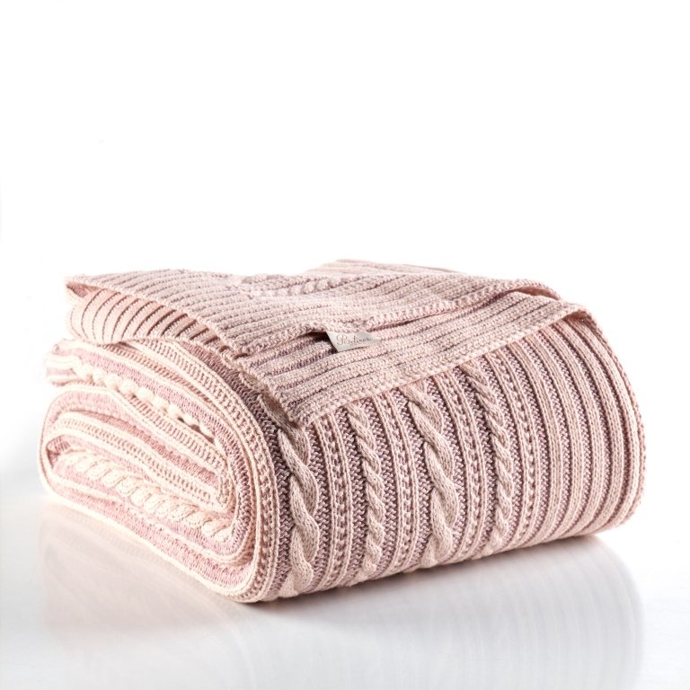 Ca18003 Örgü Battaniye Pudra