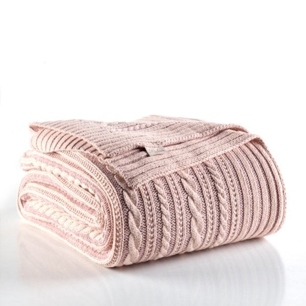 Ca18003 Örgü Battaniye Pudra