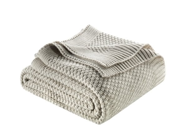 Ca18014 Örgü Battaniye Bej