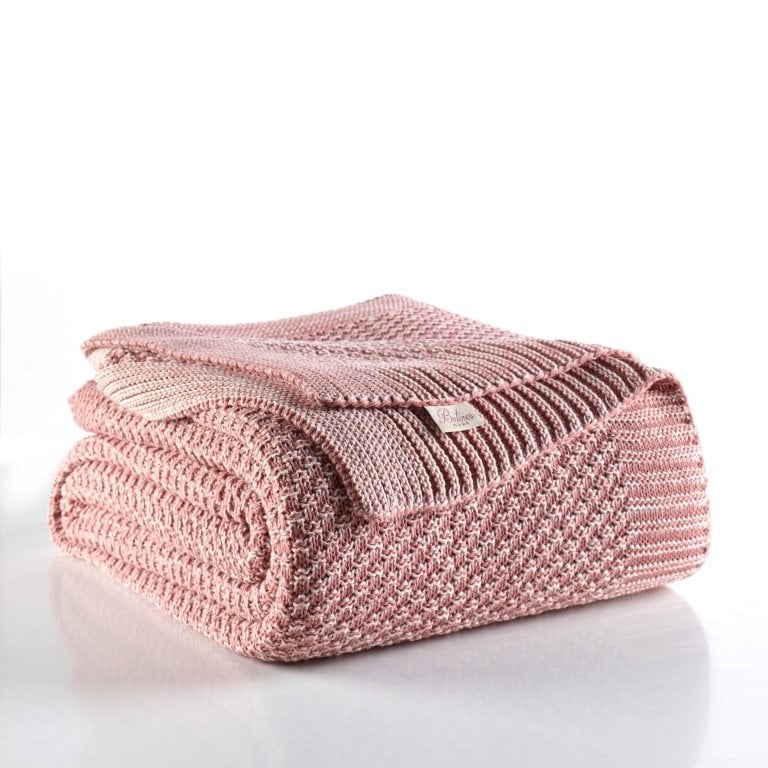 Ca18014 Örgü Battaniye Koyu Pudra