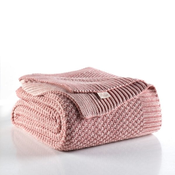 Ca18014 Örgü Battaniye Koyu Pudra