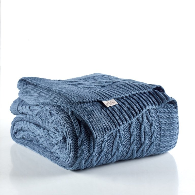 Ca19001 Örgü Battaniye İndigo