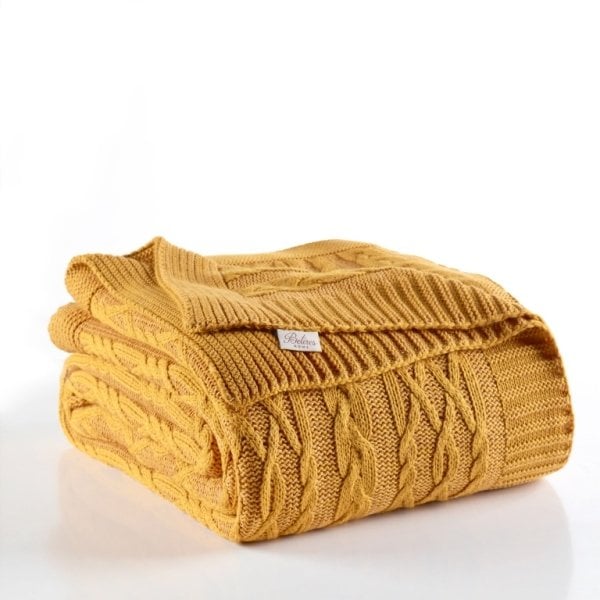 Ca19001 Örgü Battaniye Hardal