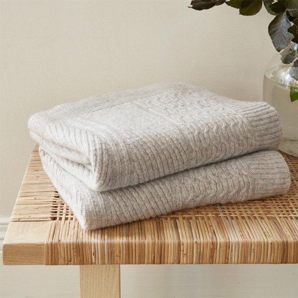 Tal17001 Örgü Koltuk Şalı Bej