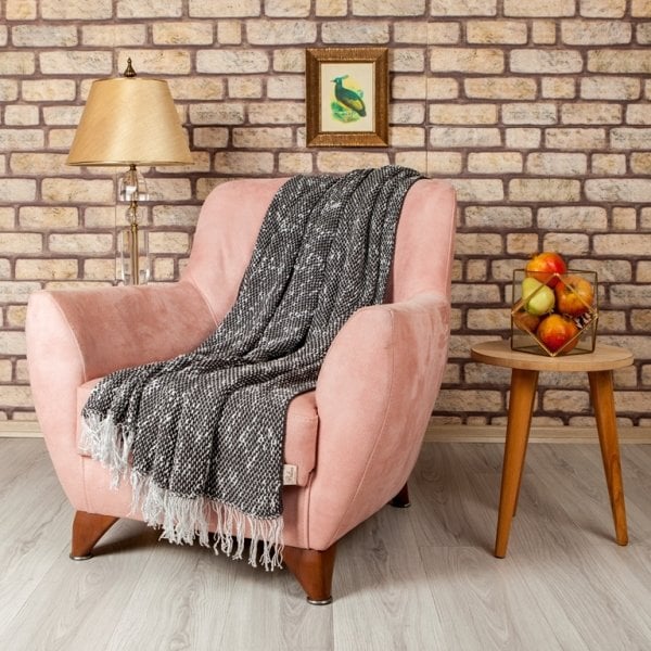 Örgü Koltuk Şalı Füme