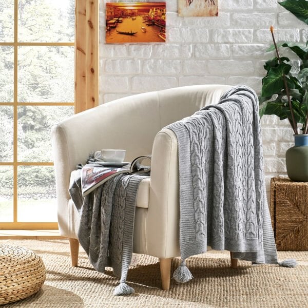 Ta11002 Örgü Koltuk Şalı GRİ