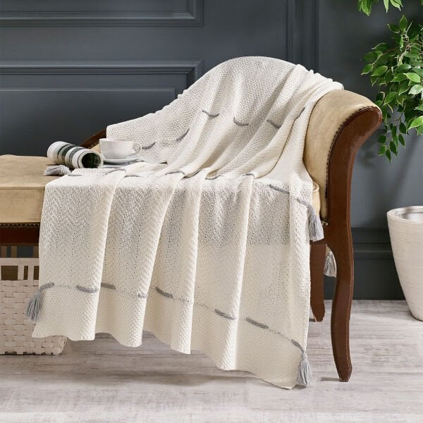 Örgü Koltuk Şalı / Throw / EKRU