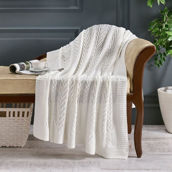 TP21001 Örgü Koltuk Şalı EKRU