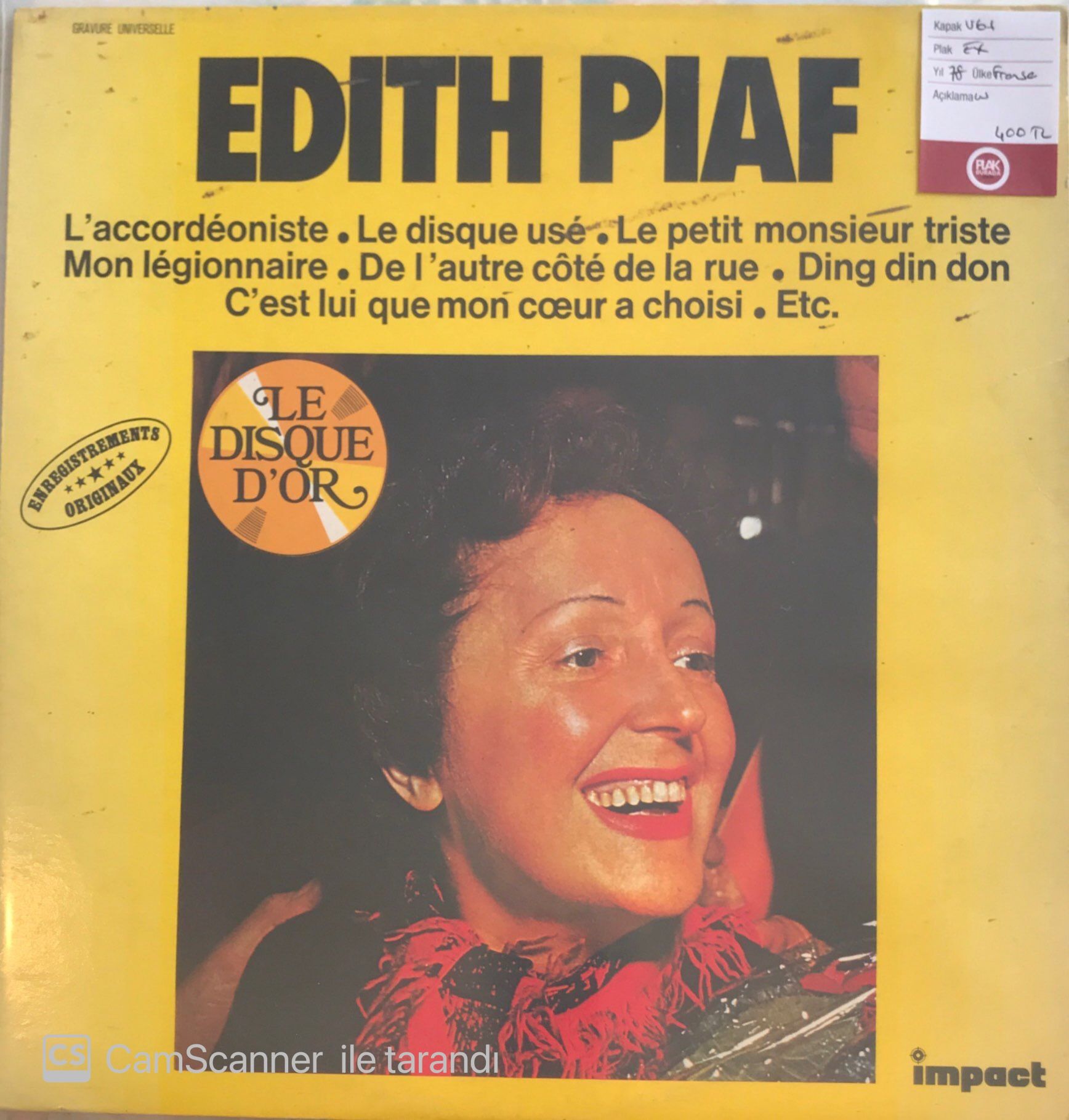 Edith Piaf L'accordeoniste LP