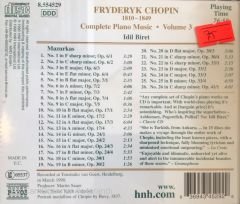 Fryderyk Chopin Mazurkas Volume 1 İdil Biret Volume 3 CD