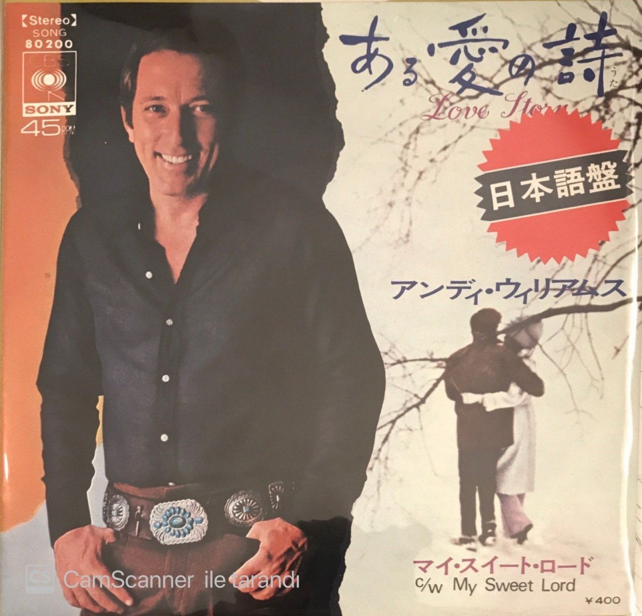 Andy Williams Love Story Japon Baskı 45lik