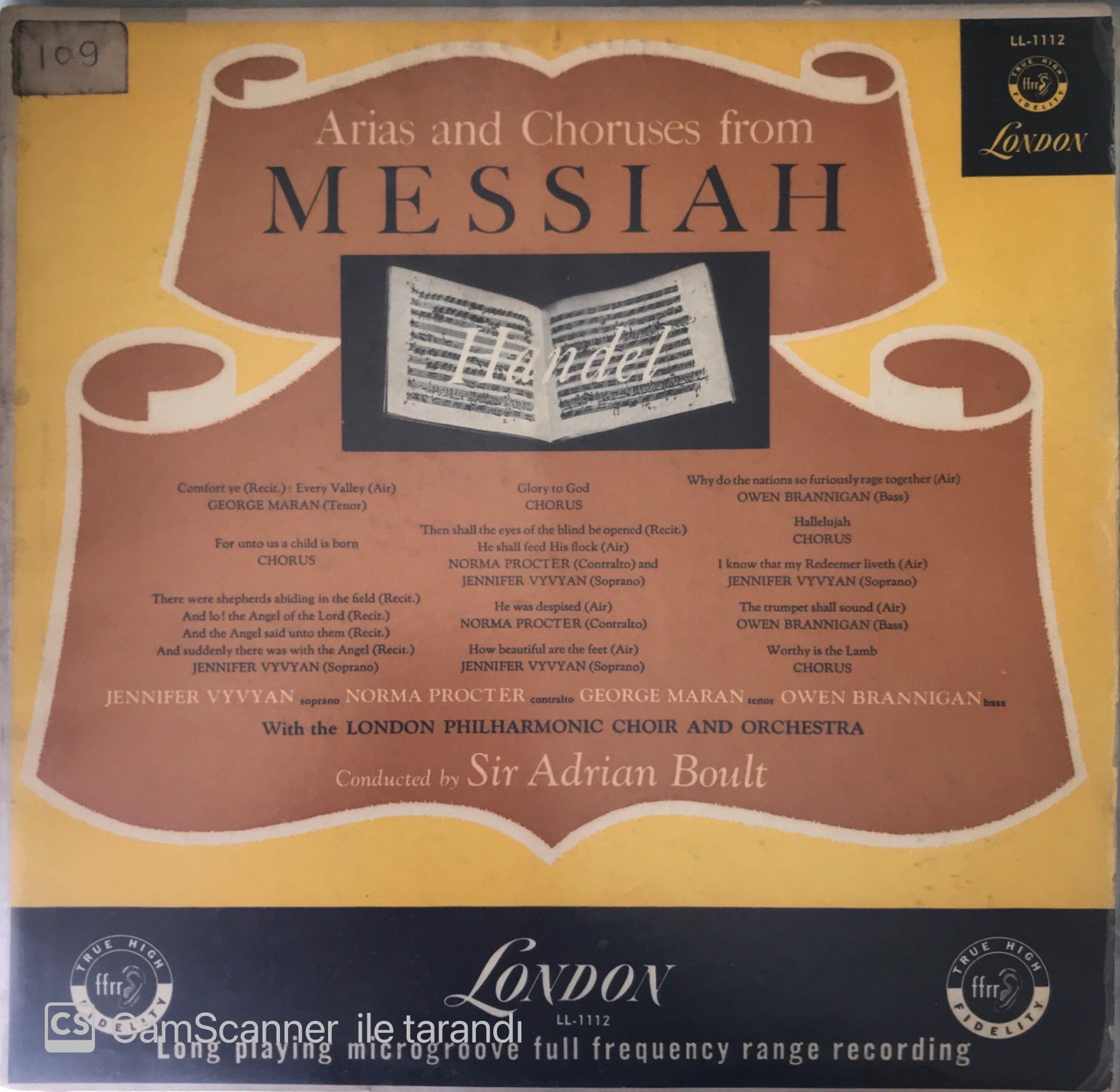 Arias And Choruses From Messiah LP