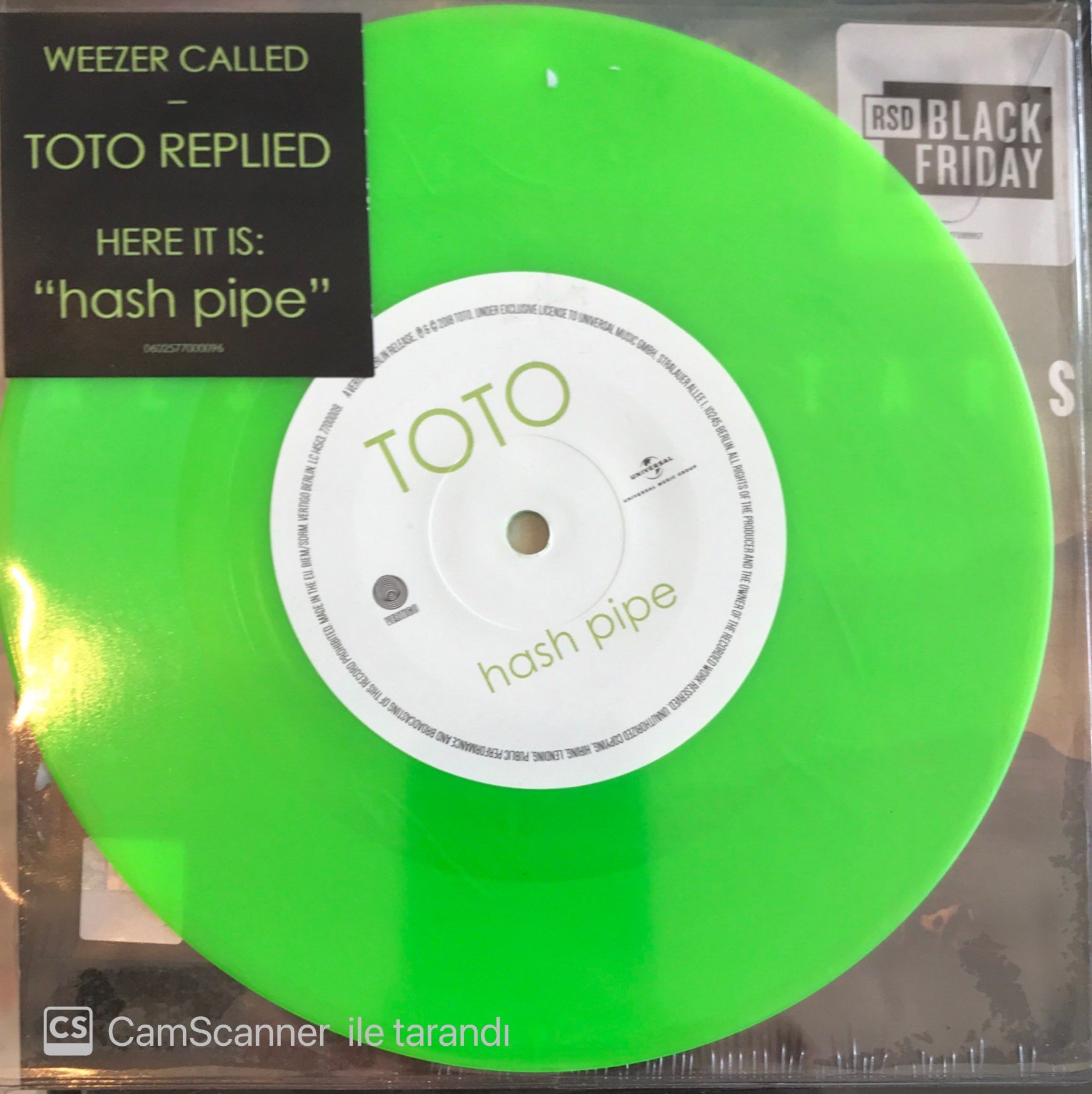 Toto - Hash Pipe 45lik (Yeşil Renkli Şeffaf Kabında)