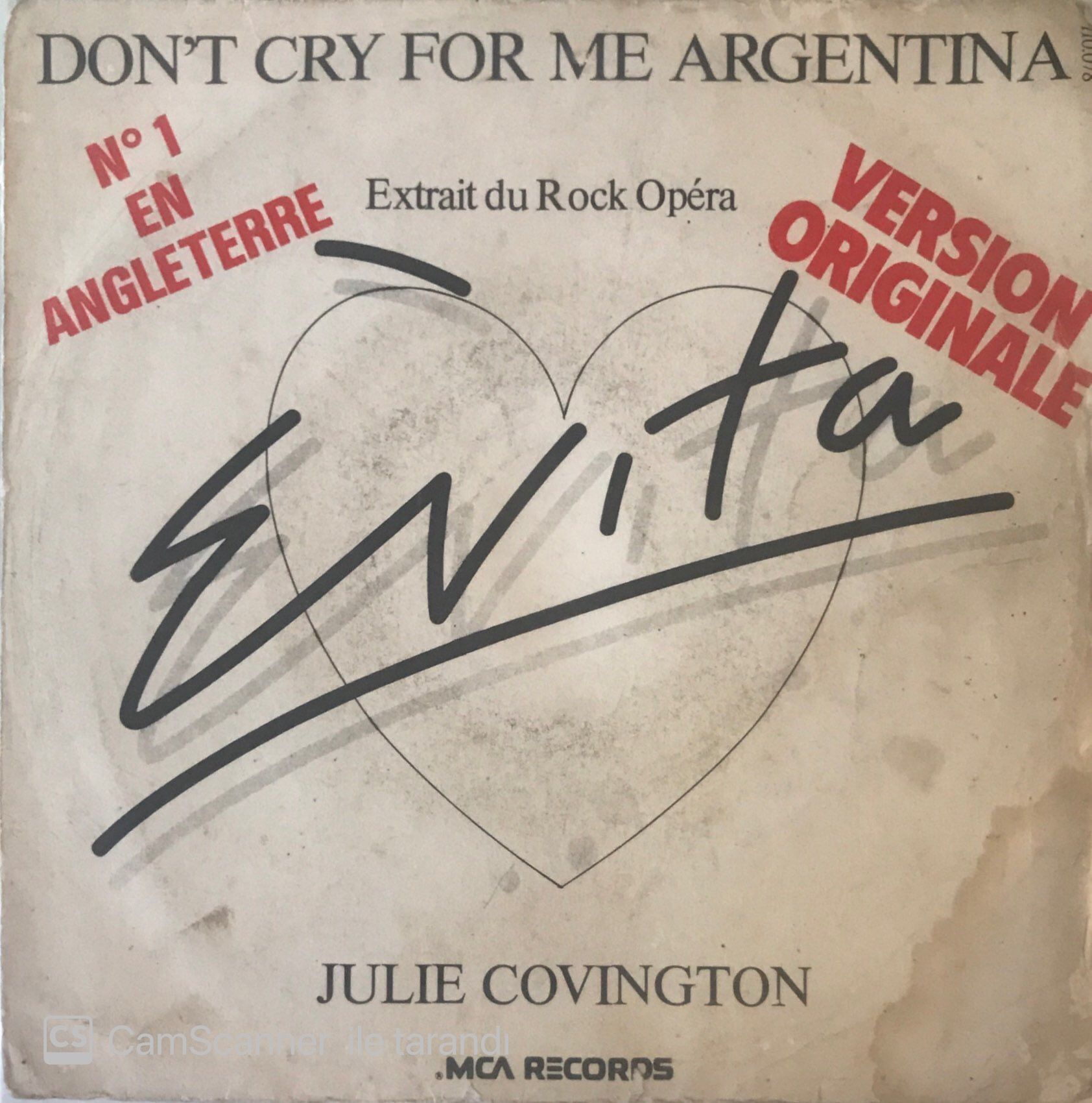 Julıe Covıngton - Don't Cry For Me Argentına 45lik