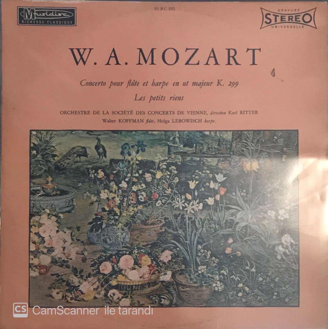 W.A. Mozart Concerto Pour Flute Et Harpe En Ut Majeur K.299 LP