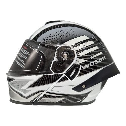 Wosen WS 202 Guneş Vizörlü Çene Açılır Kask Siyah Beyaz
