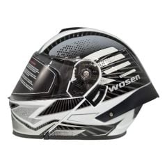 Wosen WS 202 Guneş Vizörlü Çene Açılır Kask Siyah Beyaz