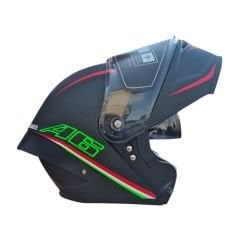 Siyah Damalı Çene Açılır Vizörlü Kask
