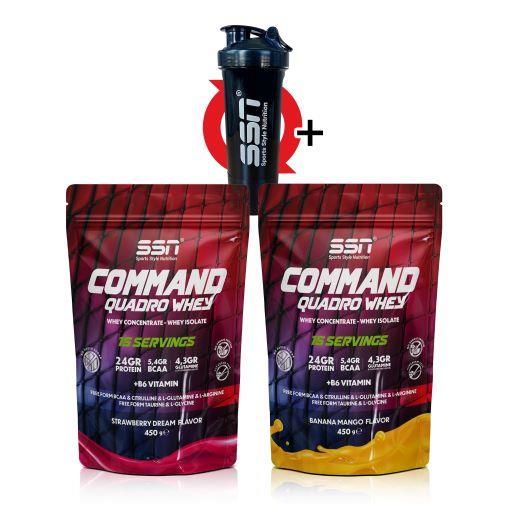 Command Quadro Whey 900 Gr 30 Şase MIX Çilek Muz Mango (15x2 Doypacks) Kombinasyon
