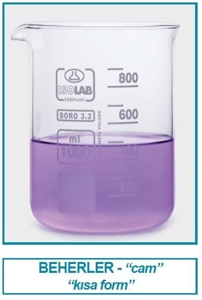 İSOLAB 025.01.100 beher - cam - kısa form - 100 ml (10 adet)