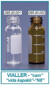 İSOLAB 095.00.001 vial - vida kapak - N8 - 1.5 ml - 11.6 x 32 mm - şeffaf (100 adet)