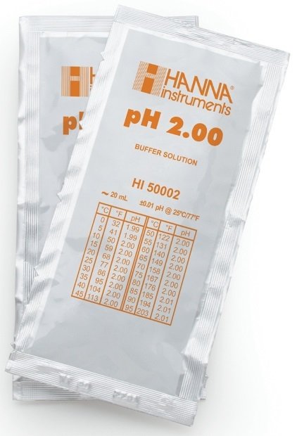 HANNA HI50002-02 pH 2.00 -  25oC Technical Calibration Buffer Sachets, (25 x 20mL)